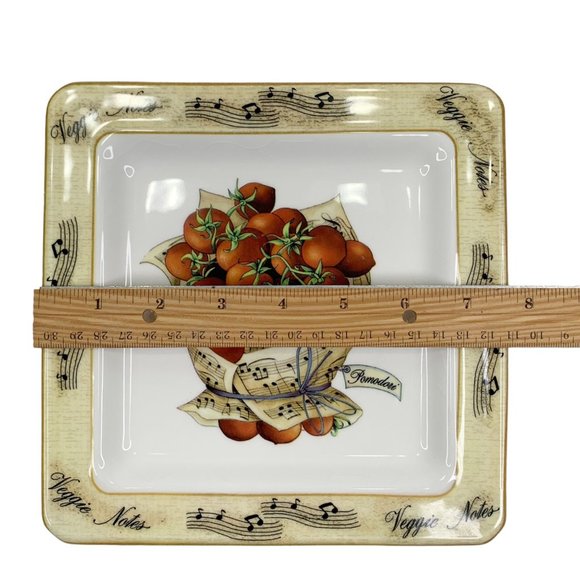Vintage Lot 4 Veggie Notes 7.5" Square Made Italy Salad Lunch Appetizer Plates - Picture 4 of 11